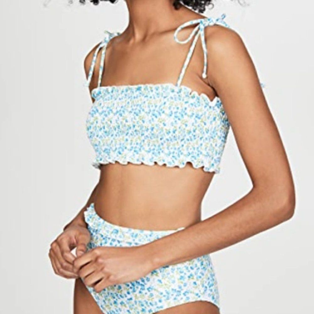 Faithfull the Brand La Maison Smocked Bandeau Bikini Top